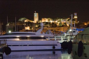 Cannes Old Harbour with new yacht